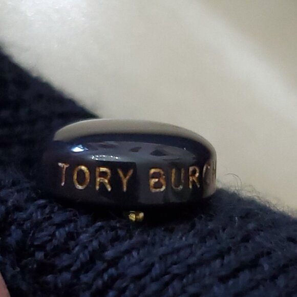 Tory Burch Navy Blue 100% Merino Wool Button-Up Cardigan Sweater Size Small - Picture 6 of 14